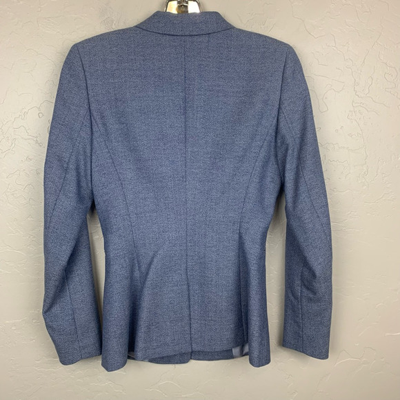 Reiss Blazer Jacket Blue Women's 100% Wool Tweed Tailored Long Sleeve 4 - Picture 2 of 6